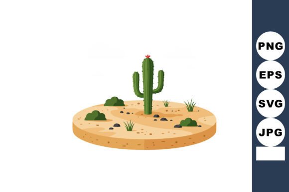 Cactus Plant with Desert Sand and Small: A Minimalist Design for Versatile Use