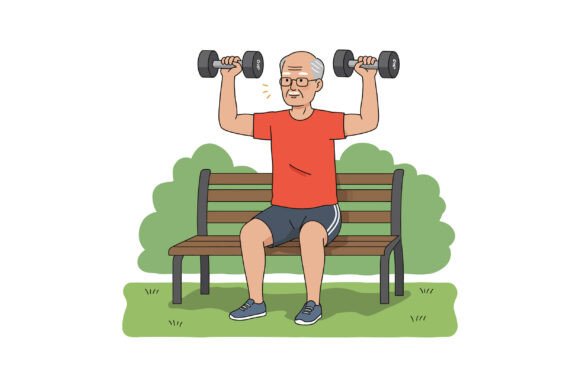 Elderly Man Exercising with Dumbbells Si: A Strategic Visual Asset for Purpose-Driven Communication