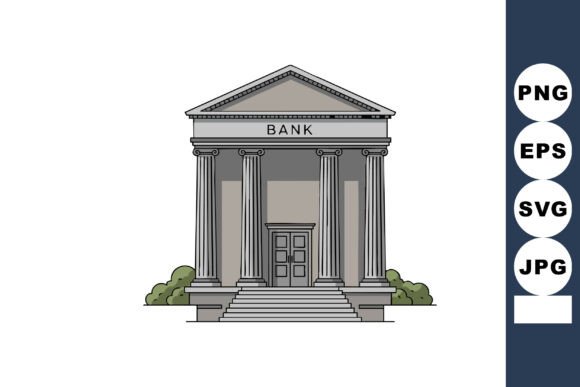 Elegance Meets Authority: The Bank Building with Classical Columns Aesthetic