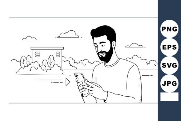 Enhancing Focus and Productivity with the Man Using Smartphone in Outdoor Park Set