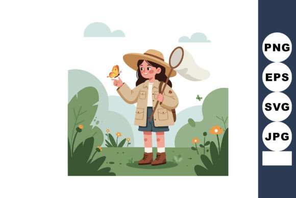 Girl Catching Butterfly with Net Outdoor: A Symbol of Joy and Creative Inspiration
