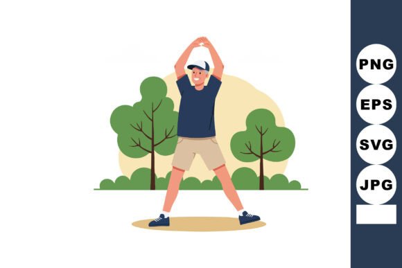 Man Stretching Outdoors in Park with Gre: A Visual Journey into Relaxation and Design Harmony